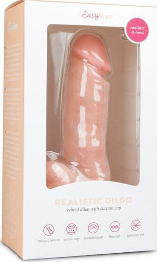 Easytoys Glass Dildo with Balls and Suction Cup Flesh 17cm