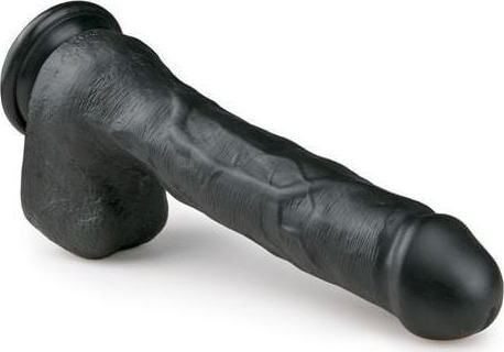 Easytoys Glass Dildo with Balls and Suction Cup Black 29cm