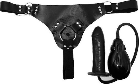 Baile Inflatable Vibrating Strap On With Automatic Pump Up Арсенал с Единично Дилдо и Вибрация в Черен цвят