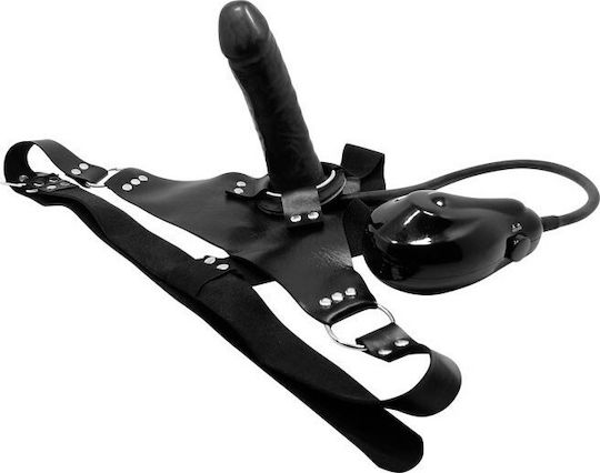 Baile Inflatable Vibrating Strap On With Automatic Pump Up Арсенал с Единично Дилдо и Вибрация в Черен цвят