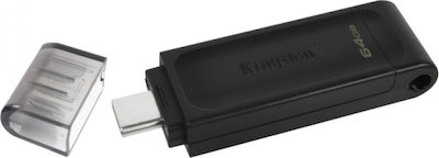 Kingston DataTraveler 70 64GB USB 3.2 Stick με σύνδεση USB-C Μαύρο