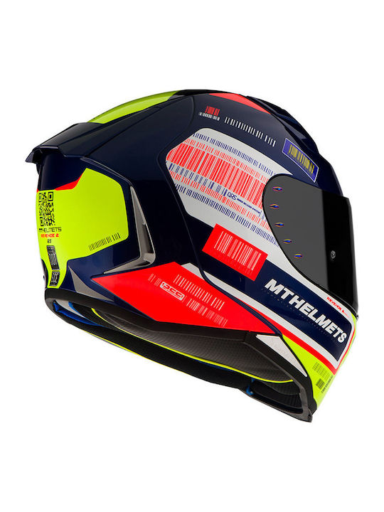 MT Revenge 2 RS A0 Gloss Pearl Blue Motorcycle Helmet Full Face DOT ECE 22.05 1450gr