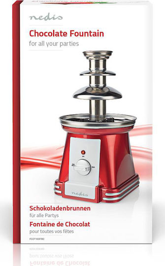 Nedis Red Chocolate Fountain with 3 Flats 90W 19x17.1x32.5cm