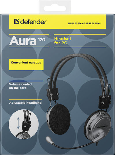Defender Aura 120 On Ear Căști Multimedia cu microfon și conexiune Jack de 3,5 mm în culoarea Argintiu