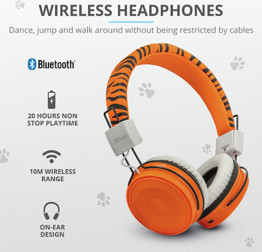 Trust Comi Wireless / Wired On Ear Headphones with 20 hours of Operation Orange