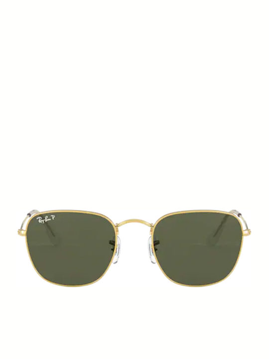 Ray Ban Frank Sunglasses with Gold Metal Frame and Green Polarized Lens RB3857 919658