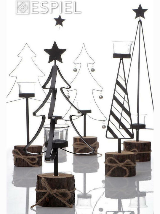 Espiel Christmas Metallic Black Candlestick 50x12cm