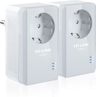 TP-LINK TL-PA4010P KIT v5 Powerline Διπλό για Ενσύρματη Σύνδεση με Passthrough Πρίζα και Θύρα Ethernet