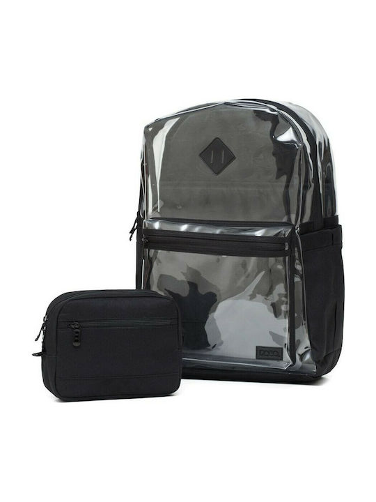 Polo Queenox Weiblich Rucksack Silver with Transparent Front View 23Es