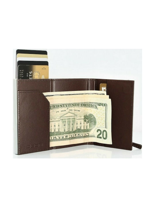 Ogon Designs Cascade Zipper Wallet Men's Card Wallet with RFID και Slide Mechanism Brown