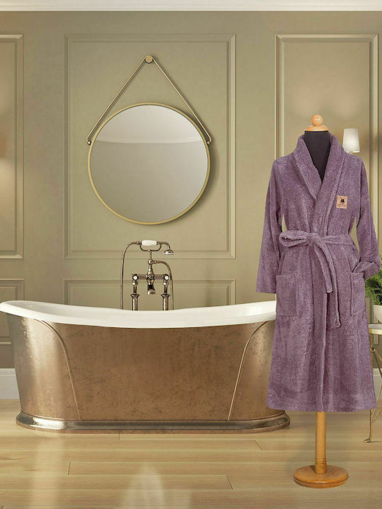 Greenwich Polo Club 2613 Damenbademantel mit Kragen Lila 380gr/m²