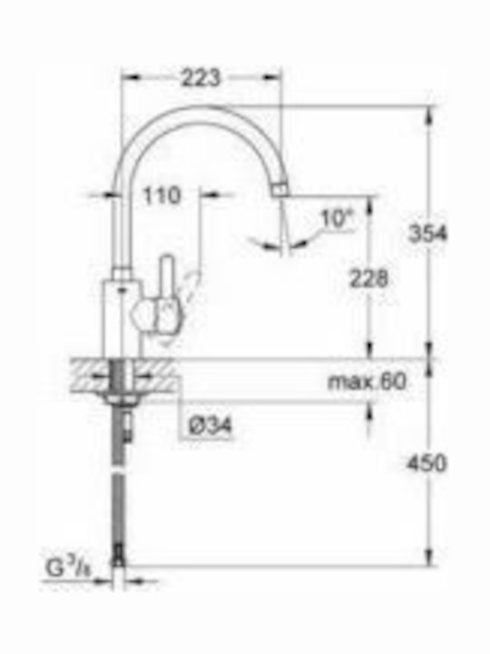 Grohe Eurocosmo Μπαταρία Κουζίνας Πάγκου Chrome