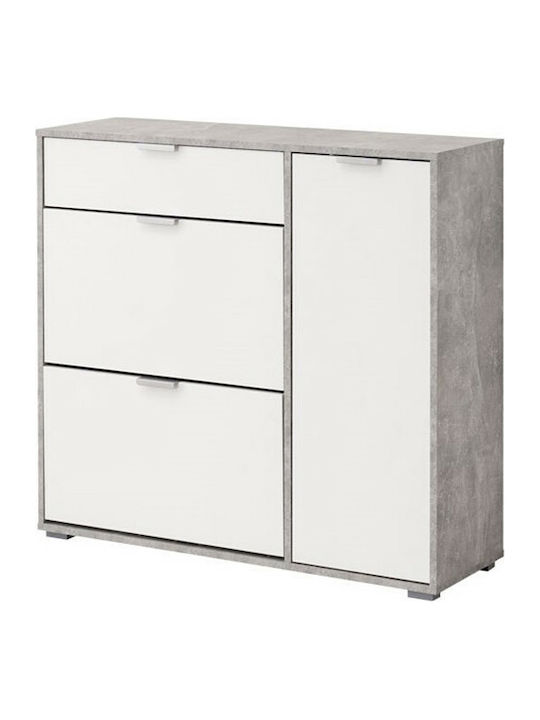 Suport pentru pantofi Arco 2 cu 4 Rafturi Beton cenușiu - Alb L102xW33xH94.5cm