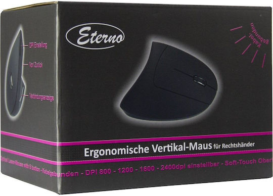 Inter-Tech Eterno KM-206W Cu fir Ergonomic Mouse Negru