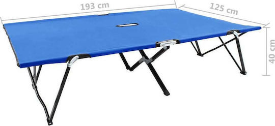 vidaXL Шезлонг за плаж Син Сгъваем от стомана 193x125x40см