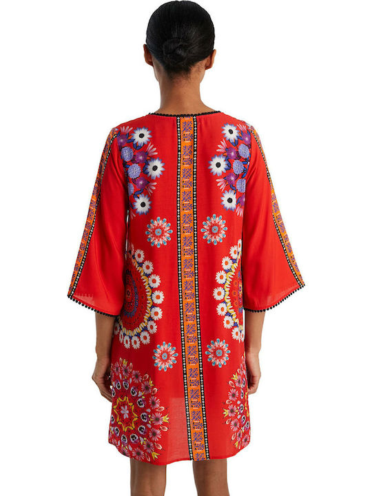 Desigual Creta Women' Short Caftan Beach Red