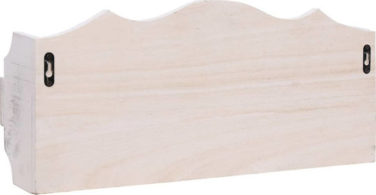 vidaXL Antique Wooden Wall Hanger 3 Hooks White 50x10x23cm