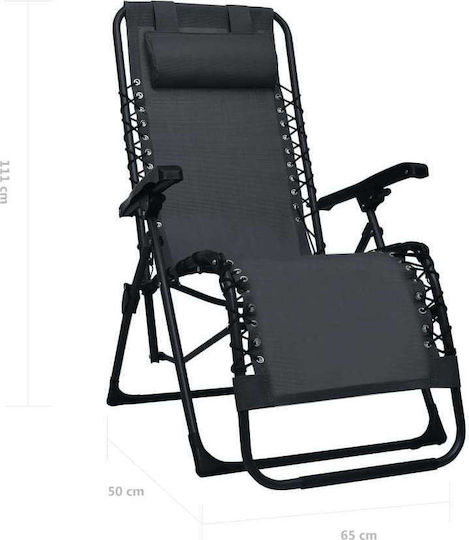 vidaXL Liegestuhl-Sessel Strand Schwarz 65x50cm.