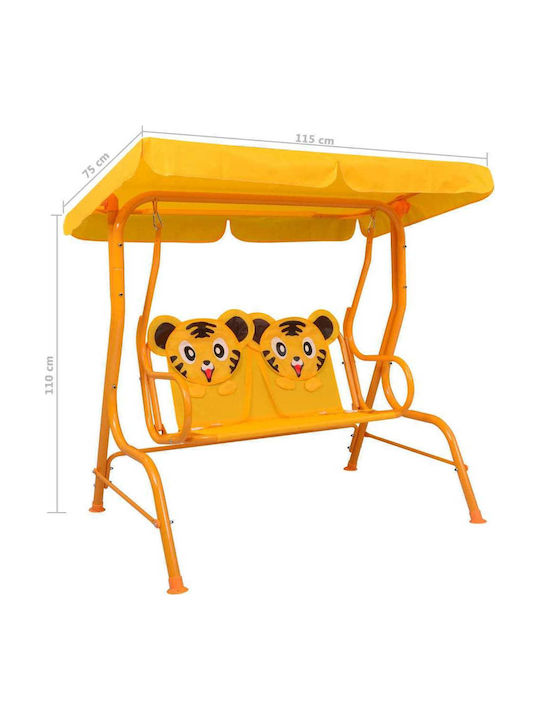 Garten & Veranda Schaukel mit Basis 2 Sitze Metallisch Gelb L115xB75xH110cm
