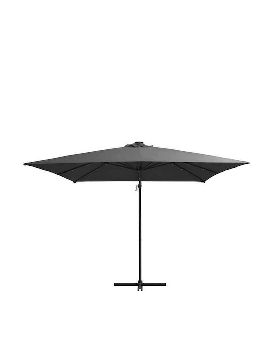 Umbrelă Suspendată Pătrată Metalică Led cu Bază de Susținere & Iluminare LED 2.5x2.5m