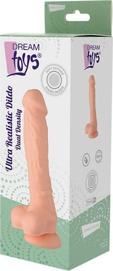 Dream Toys Ultra Realistic Dildo Dual Density Realistic Dildo with Balls and Suction Cup Flesh 22cm