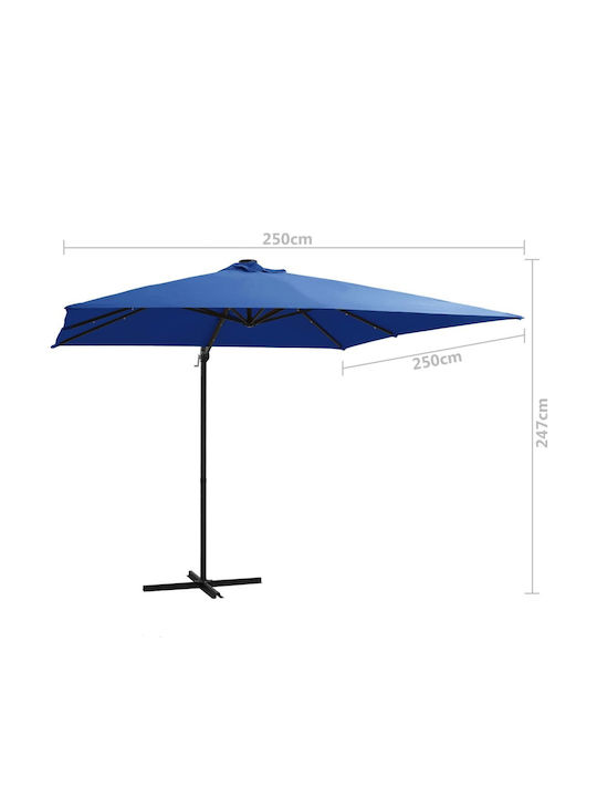 Hanging Square Parasol Metal Azur Blue 2.5x2.5m