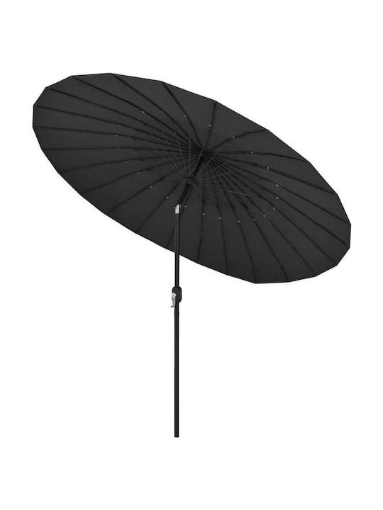 Round Aluminum Garden Umbrella Black Diameter 2.7m