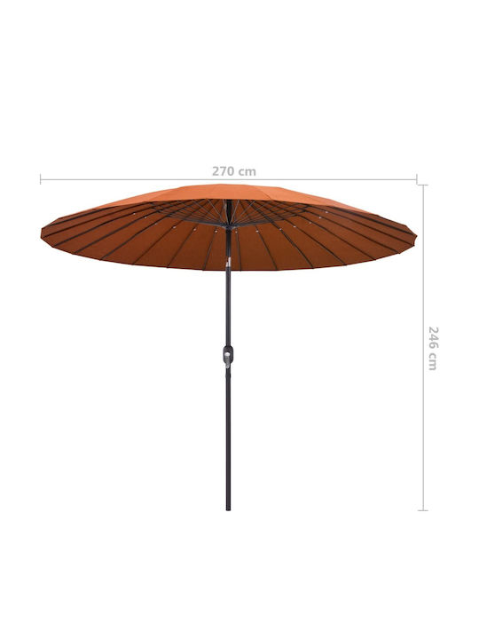 Aluminum Circular Parasol Orange Diameter 2.7m