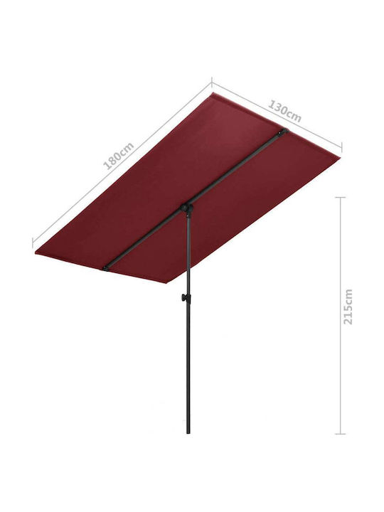 Professional Umbrella Floor Square Aluminum Burgundy with Base 1.8x1.3m 47332