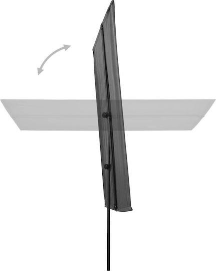 Garten & Terrassen Sonnenschirm Bodenständer Quadratisch Aluminium Schwarz mit Ständer 1.8x1.3m 47330