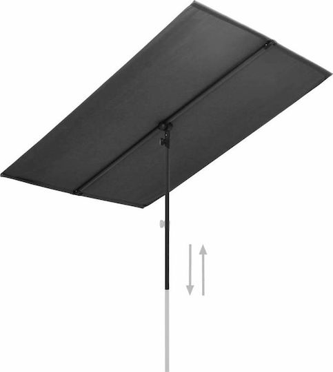 Garten & Terrassen Sonnenschirm Bodenständer Quadratisch Aluminium Schwarz mit Ständer 1.8x1.3m 47330