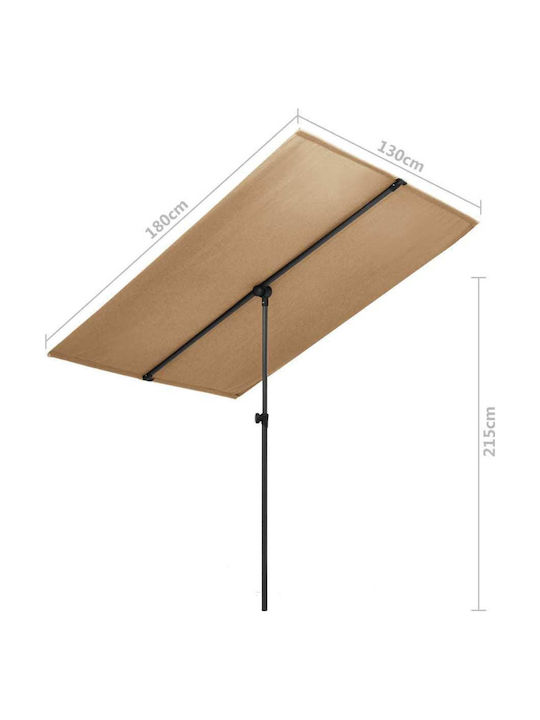 Professional Square Aluminum Parasol Taupe 1.8x1.3xHeight 2.15m