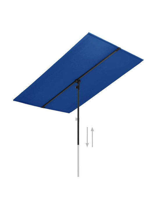 Professionell Garten & Terrassen Sonnenschirm Bodenständer Quadratisch Aluminium Blau 1.8x1.3m 47335