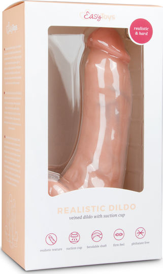 Easytoys Glass Dildo with Balls and Suction Cup Flesh 20cm