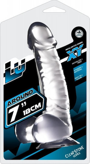 Nanma Luxy Clear Stone Series Ρεαλιστικό Dildo με Όρχεις και Βεντούζα Transparent 18cm