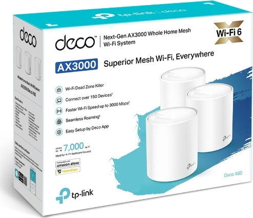 TP-LINK Deco X60 v1 Access Point with Mesh Wi‑Fi 6 Dual Band (2.4 & 5GHz) Triple Kit