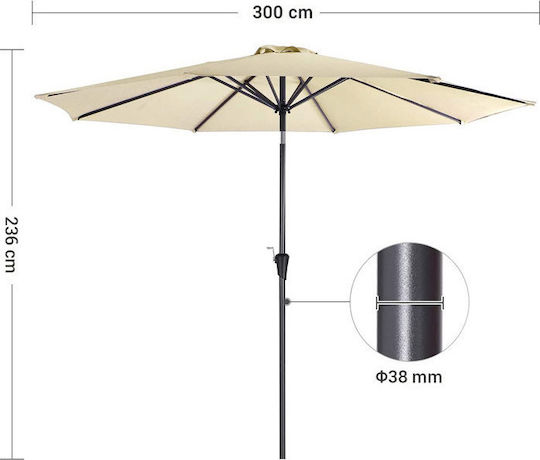 Circular Garden Parasol Metal White 3x2.52m