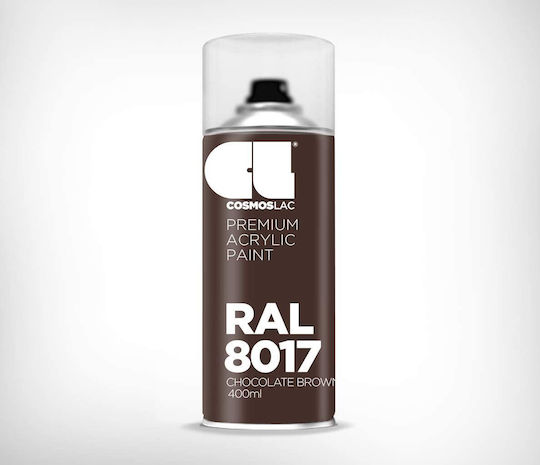 Cosmos Lac Σπρέι Βαφής Premium Acrylic με Μεταλλικό Εφέ Chocolate Brown RAL 8017 400ml