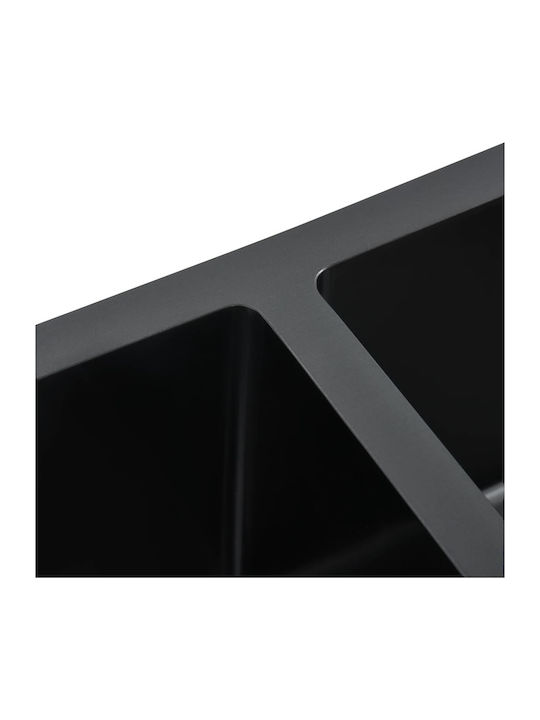 vidaXL Ένθετος Νεροχύτης Inox Brushed Μ76xΠ44cm Μαύρος