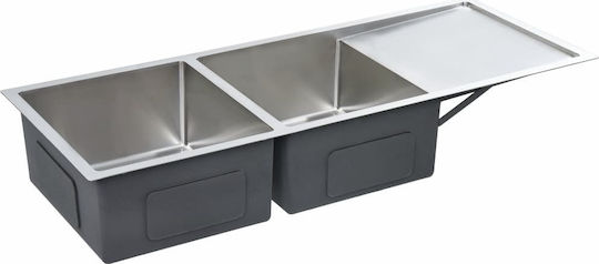 vidaXL Drop-In Sink Inox Brushed W111.5xD44cm Silver