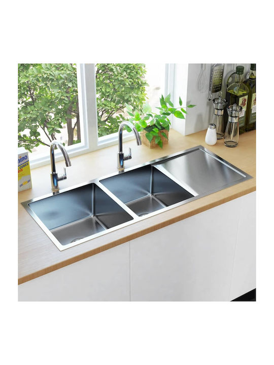 vidaXL Drop-In Sink Inox Brushed W111.5xD44cm Silver