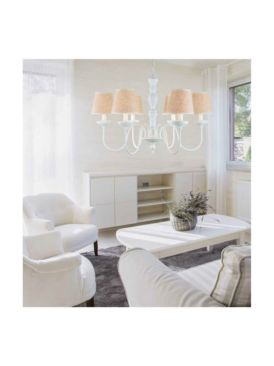 Home Lighting Orion C111-3 Kronleuchter Ø66cm mit Lampenschirmen Weiß
