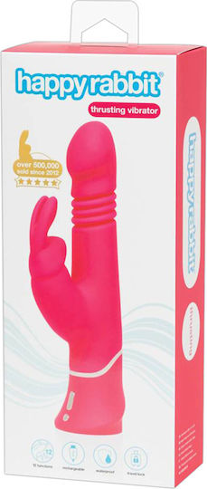 Happy Rabbit Thrusting Vibrator Δονητής Rabbit με Απομακρυσμένο Έλεγχο 22.8cm Pink