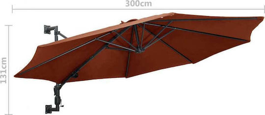 Wall Mounted Circular Metal Parasol Terra Cotta Diameter 3m