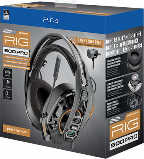 Plantronics RIG 500 PRO HS Over Ear Gaming Headset με σύνδεση 3.5mm Γκρι