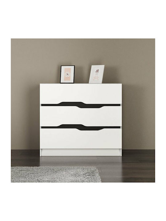 Comfy Wooden Chest of Drawers with 3 Drawers Λευκό-Μαύρο 100x38.5x71cm