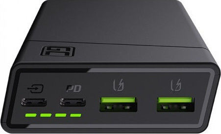 Green Cell PowerPlay20 20000mAh 18W με 2 Θύρες USB-A και Θύρα USB-C Quick Charge 3.0 Μαύρο
