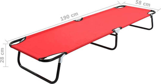 vidaXL Folding Steel Sunbed Foldable Steel Beach Sunbed Red 190x58x28cm