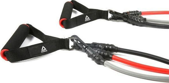 Reebok Level 1 Benzi de rezistență tubulare pentru exerciții cu mânere seturi 3buc Colorate 0.027m