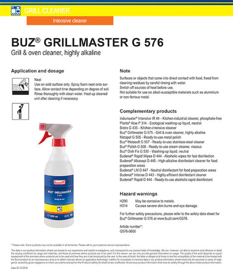 M&G Hygiene Solutions Buzil Grillmaster Καθαριστικό Spray Φούρνου 600ml